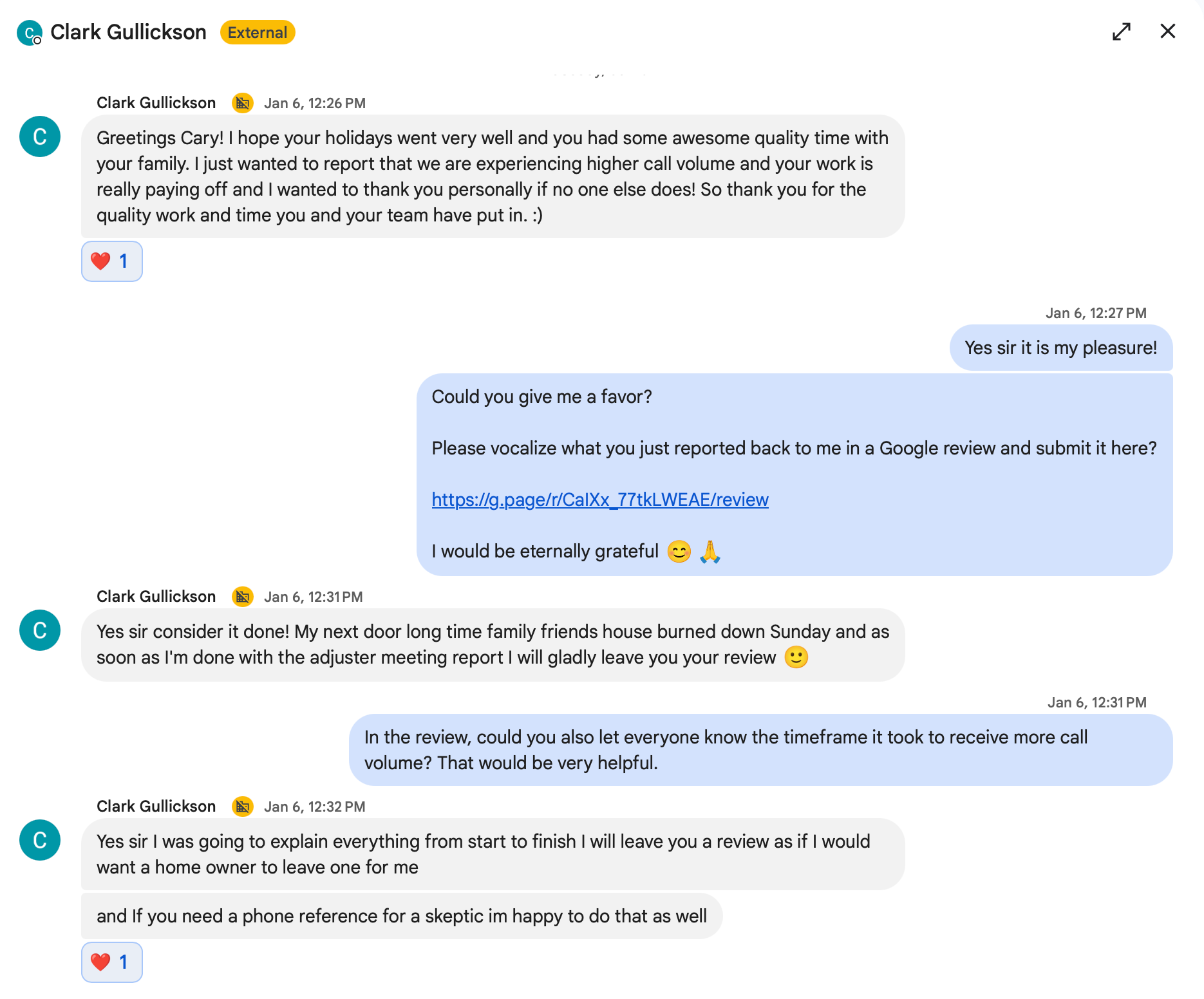 Blurry screenshot of a messaging app conversation with white and blue chat bubbles and emojis