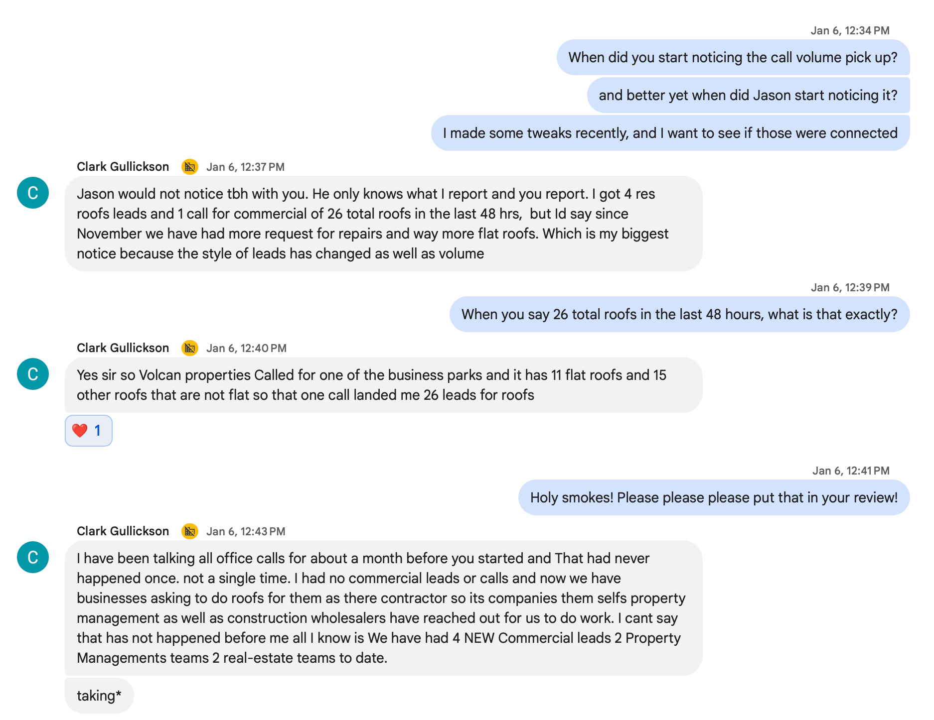 Blurry chat conversation screenshot with gray and blue message bubbles on a white background