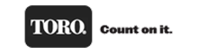 TORO logo with slogan “Count on it.” on a black and white background
