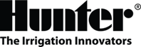Hunter logo with black text and orange swoosh, tagline “The Irrigation Innovators”