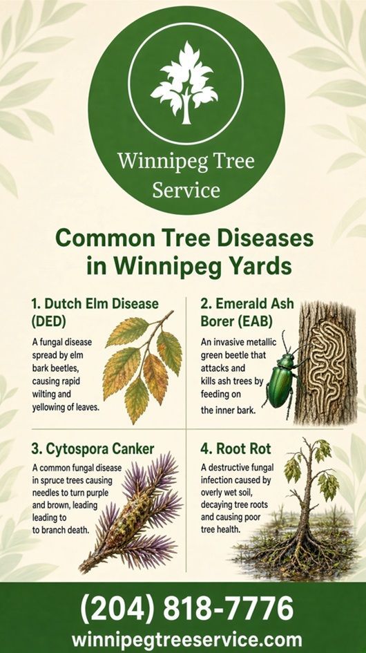 winnipeg tree disease infographic showing 4 most common tree diseases in winnipeg