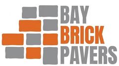 Bay Brick Pavers logo with gray, orange, and white brick shapes and bold text.
