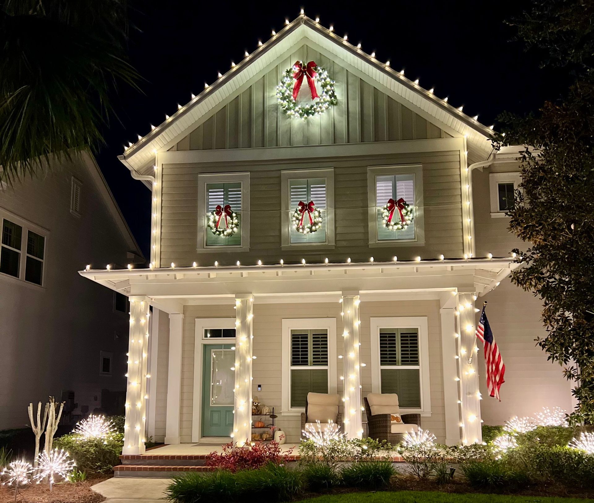 Festive house Christmas lights
