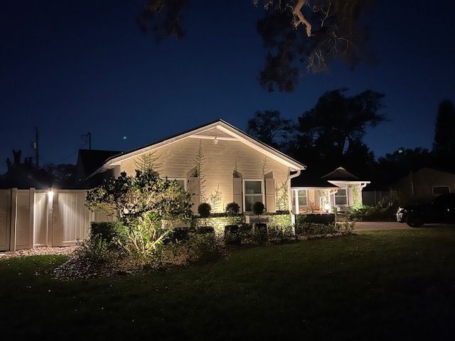 Illuminated house at night

