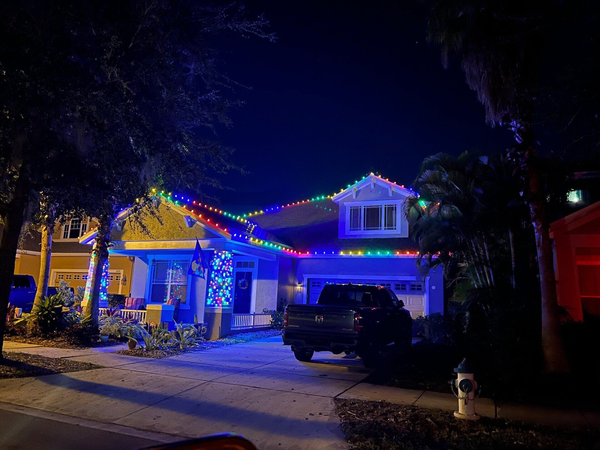 Colorful house Christmas lights Colorful house Christmas lights