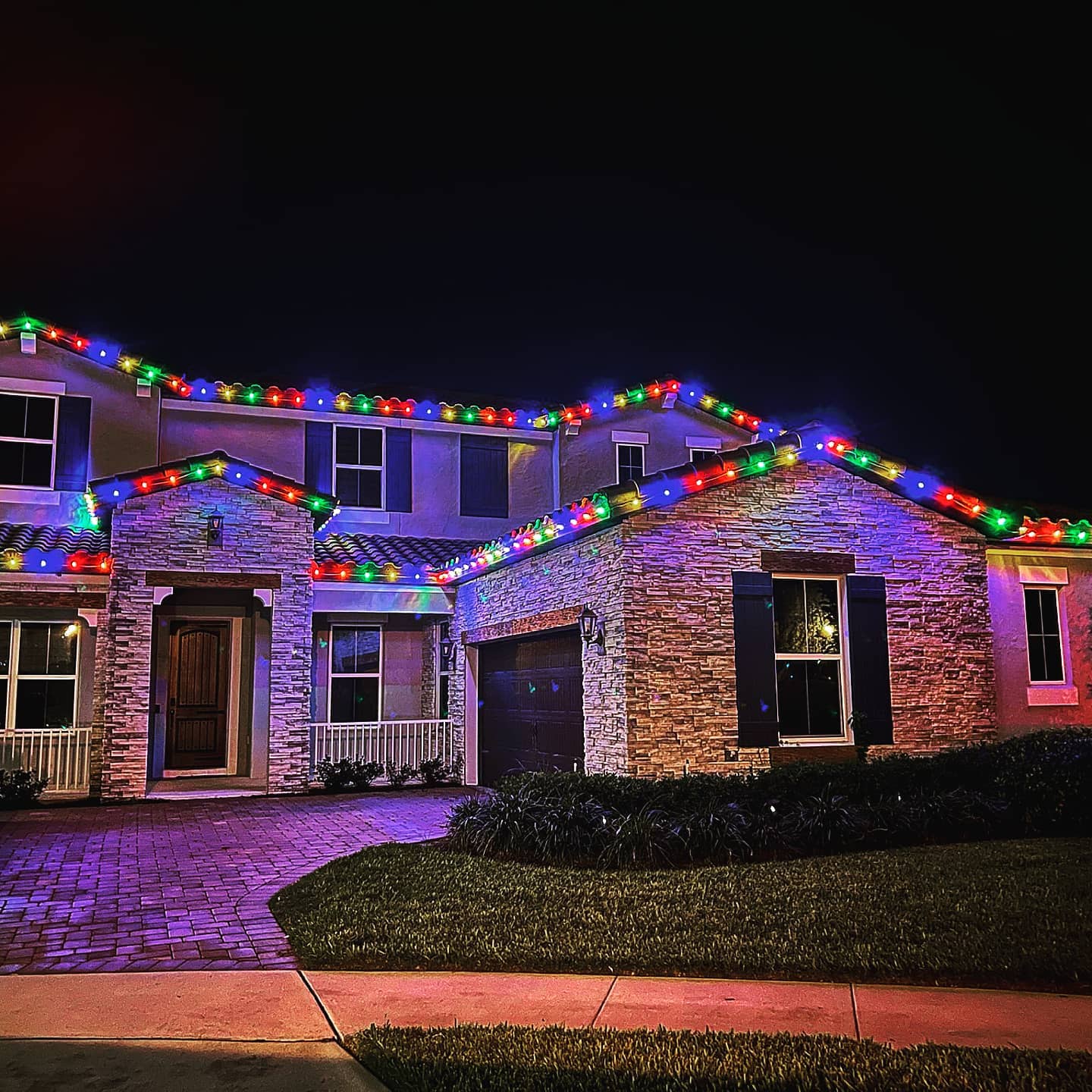 Colorful house with String lights. Colorful house with String lights.