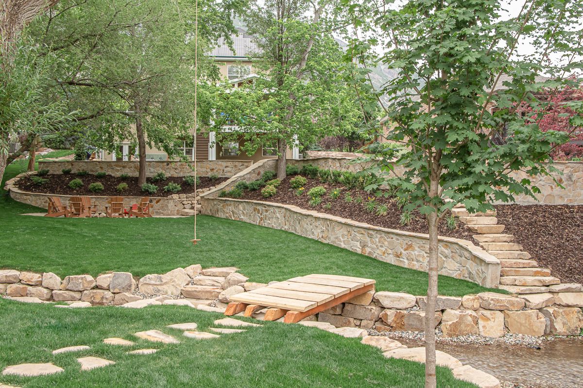 Landscaped backyard.