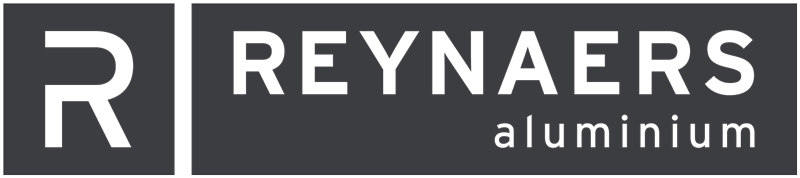Logo for Reynaers Aluminium: a square containing a white stylized