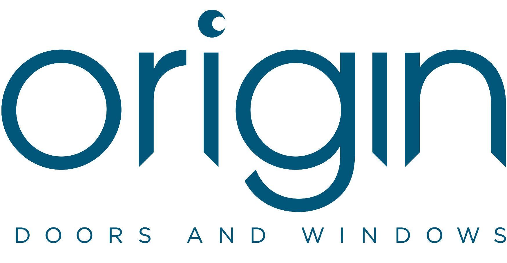 Logo for Origin Doors and Windows featuring the teal word
