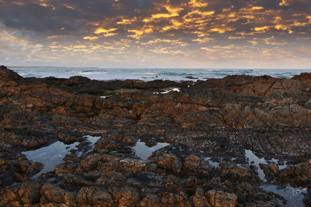 Rocky Shoreline With a Sunset — 365 Towing Taree in Diamond Beach, NSW