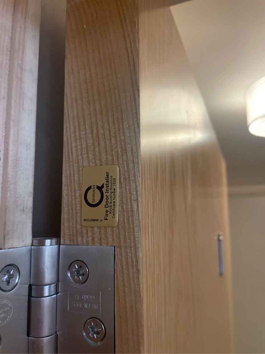 BM Trada Gold Sticker for a fire door assembly installation