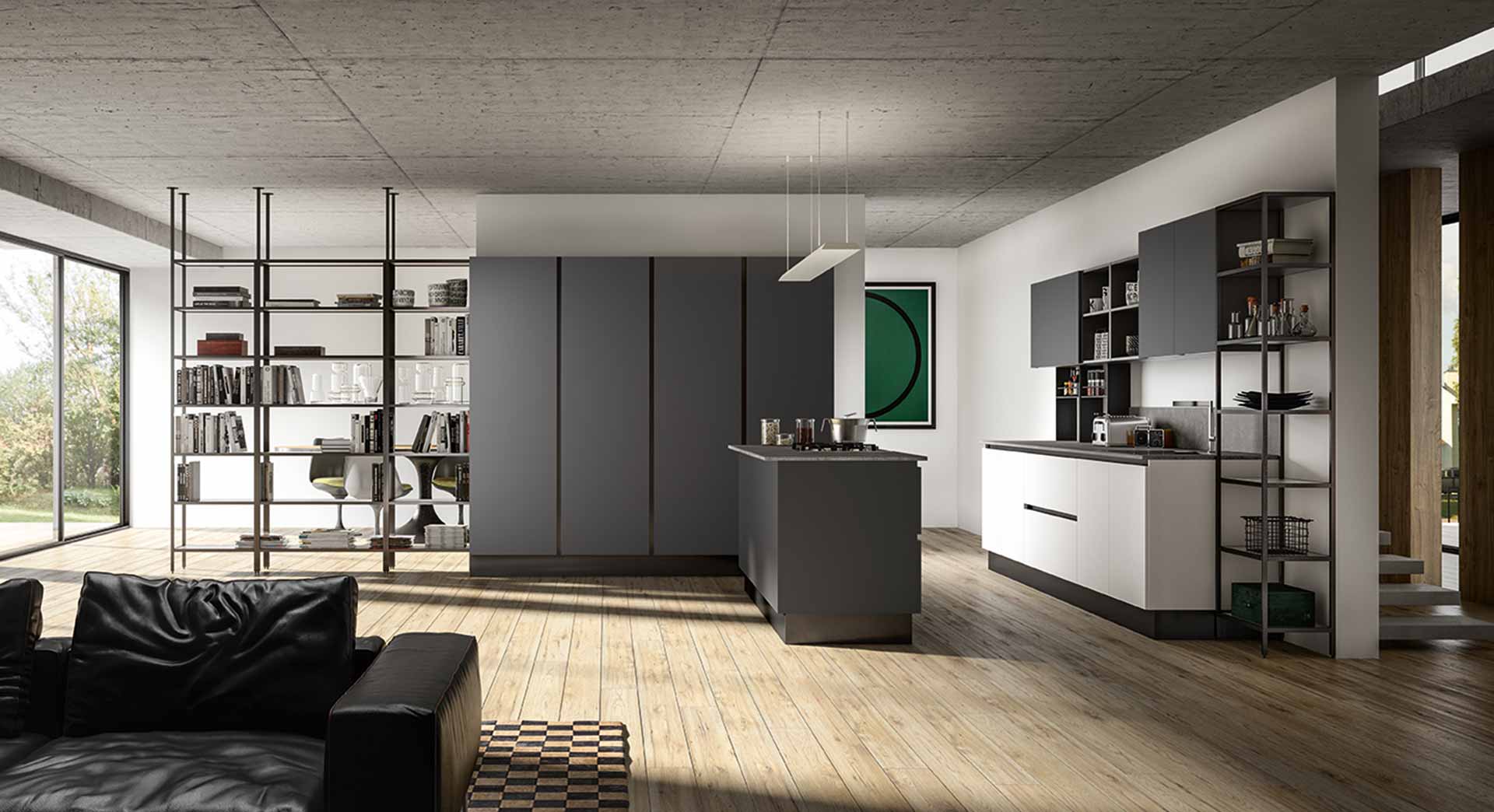 Cucina moderna grigia
