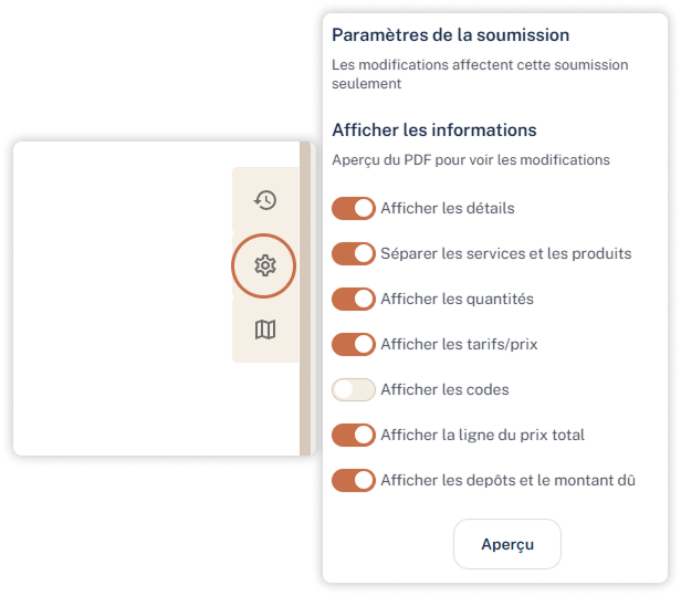 Paramètre du gabarit de soumission