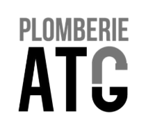 Logo de la Plomberie ATG en gris et noir sur fond blanc