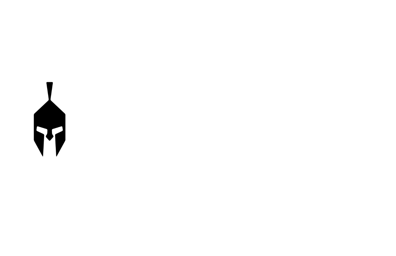 Logo de casque spartiate stylisé noir sur fond blanc