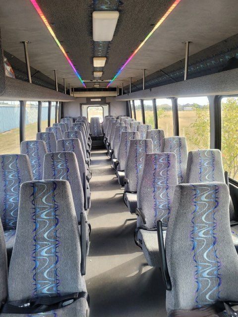 inside view of 37 passenger San Antonio airport shuttle bus