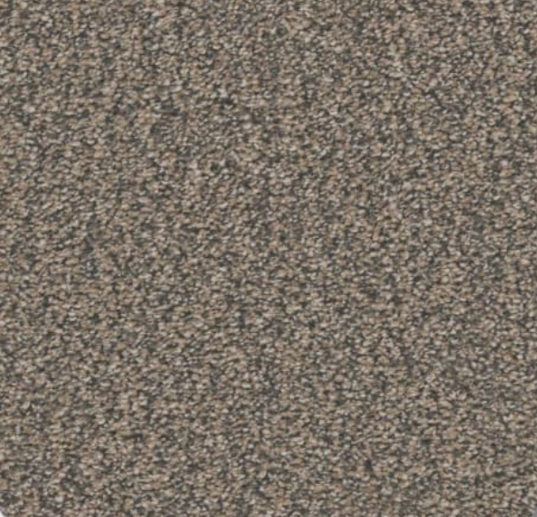 Close-up of a speckled, brown carpet with a dense, textured surface.