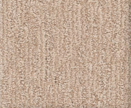 Beige, textured carpet with short loops and a slightly mottled appearance.
