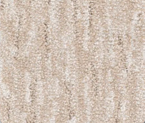 Beige textured carpet with vertical patterned lines.