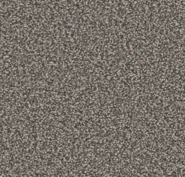 Close-up of a speckled, textured carpet in shades of gray and beige.