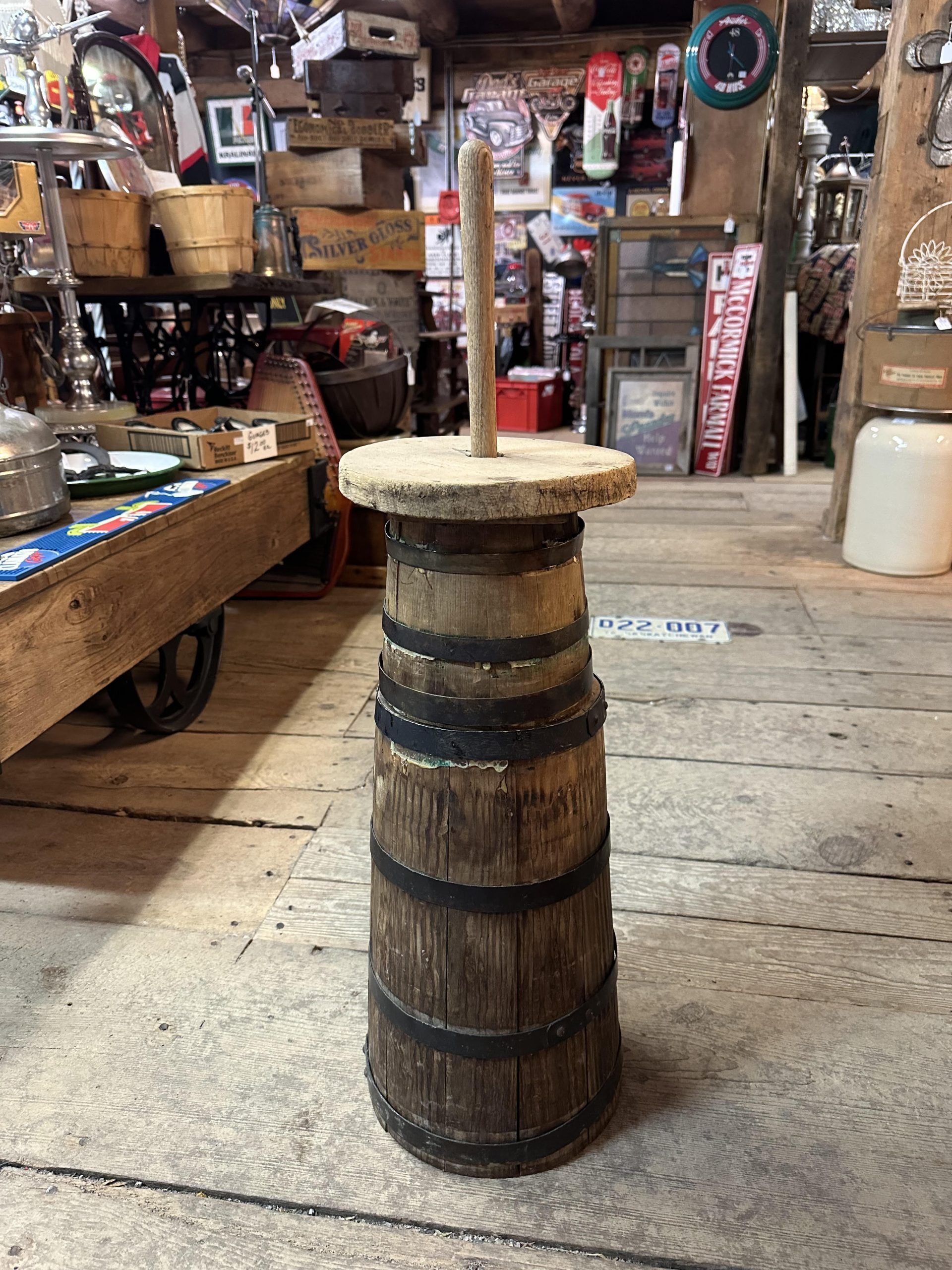 Antique butter churn