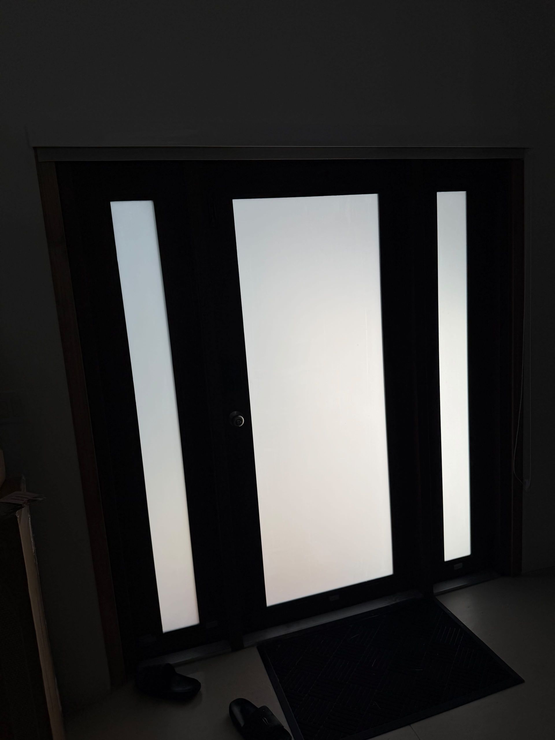 Frosted privacy window film installed on a residential front door