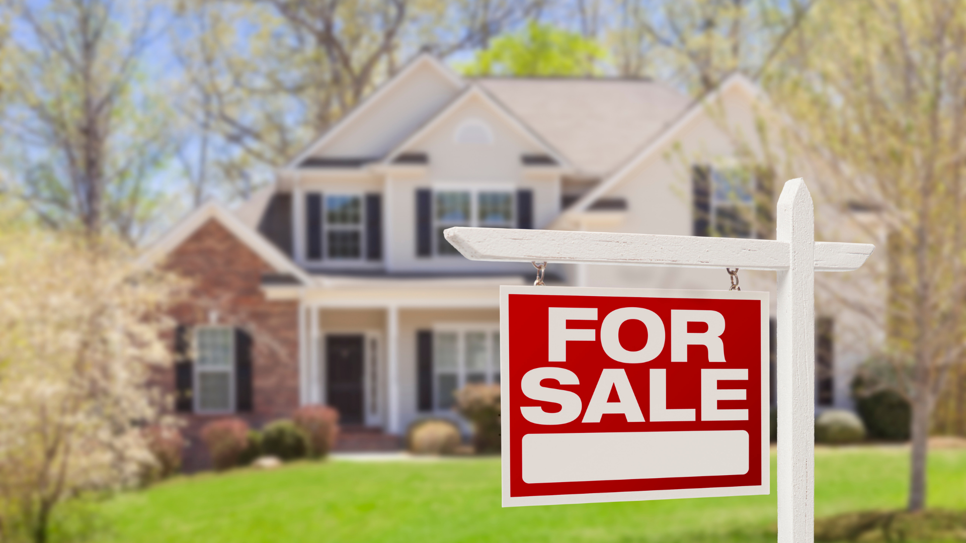 A two-story house with a 