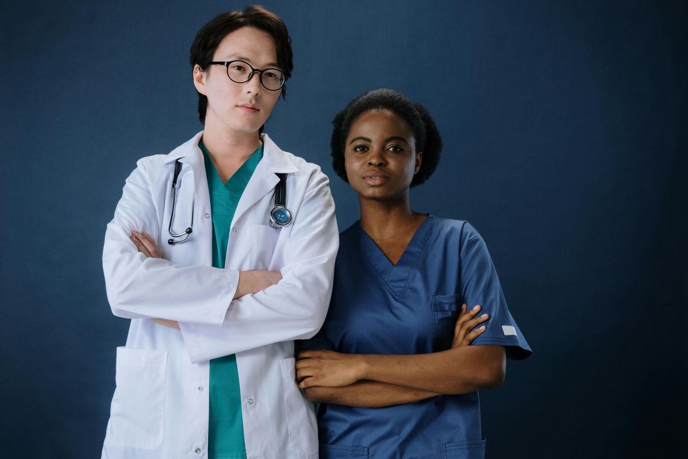 Two members of a medical team