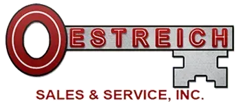 Logo for Oestreich Sales & Service, Inc., with red lettering and a large red O