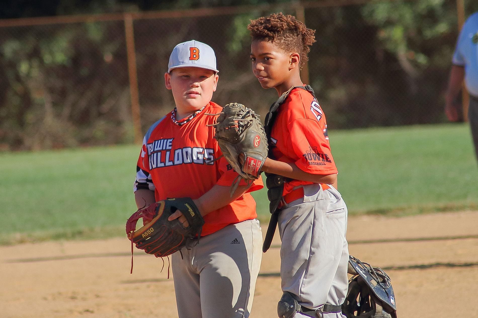 two players of bowie baseball in the field