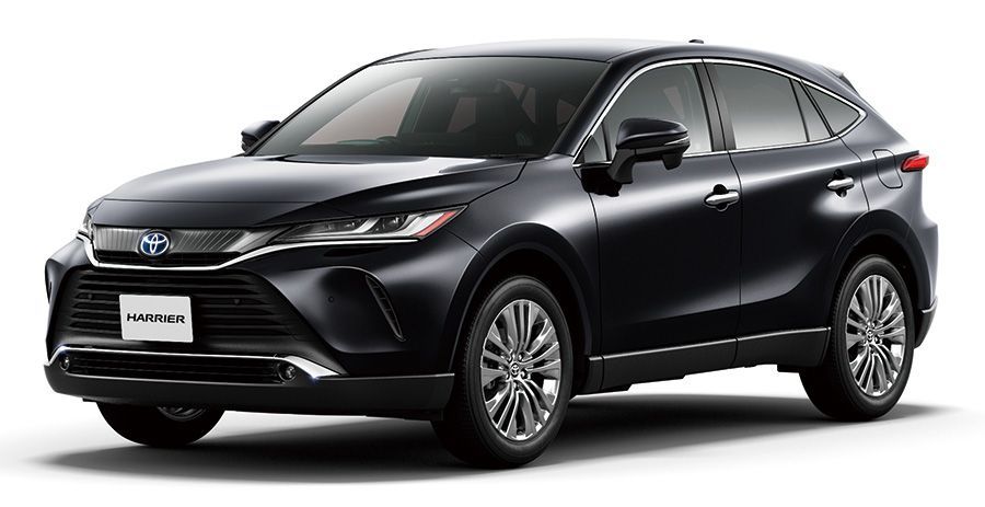 Black Toyota crossover SUV on a white background, angled front-left view