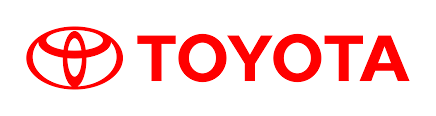 Red Toyota logo with stylized emblem and wordmark on a white background