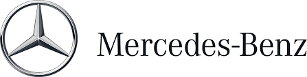 Mercedes-Benz logo with silver three-pointed star and wordmark on white background