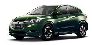 Green Honda SUV isolated on a white background, angled front-left view