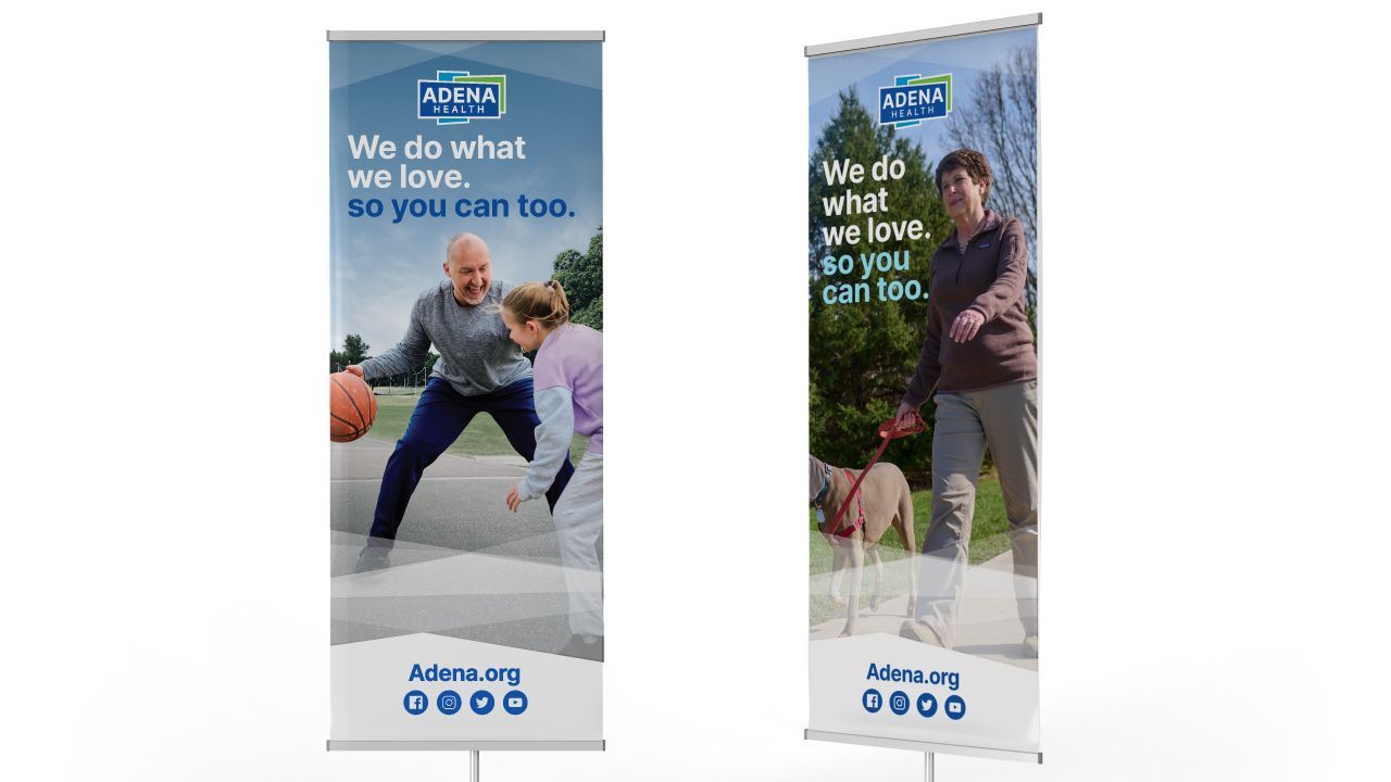 Adena Health Ohio healthcare rebrand, corporate identity, corporate design materials, advertising materials, banner designs, ad campaigns