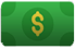 A green dollar bill with a yellow dollar sign on it.