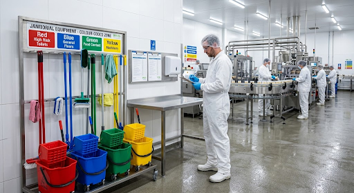 Specialist janitorial supplies used in a UK food manufacturing plant