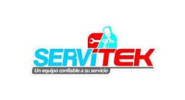 Logotipo de Servitek: texto azul