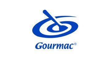 Logotipo de Blue Gourmac: cuchara en círculos concéntricos, debajo el texto