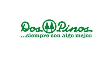 Logotipo de Dos Pinos con un gráfico circular verde de dos árboles y el texto