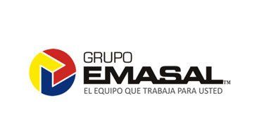 Logotipo de Grupo Emasal: forma geométrica multicolor, texto “GRUPO EMASAL” y lema en español.