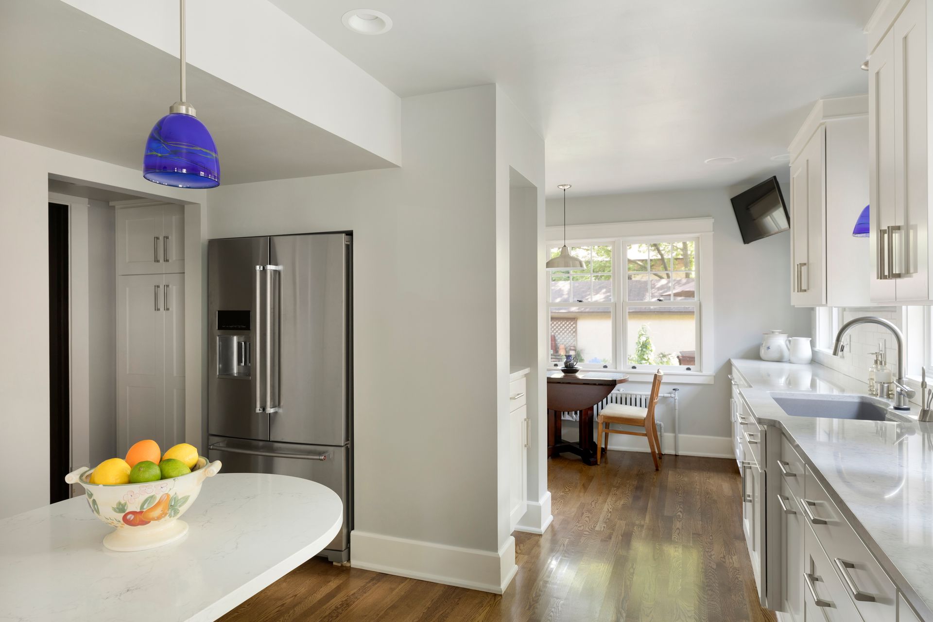 Modern kitchen with white cabinets