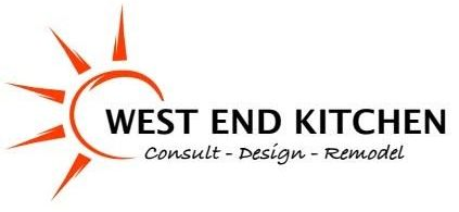 Logo for West End Kitchen, featuring a stylized orange sun and text: 