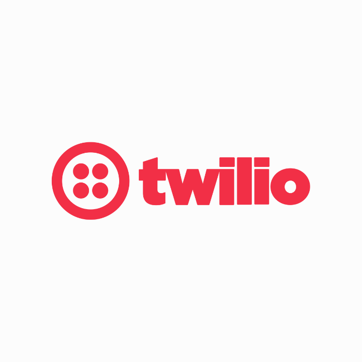 Twilio logo: Red wordmark and circular icon with six red dots.