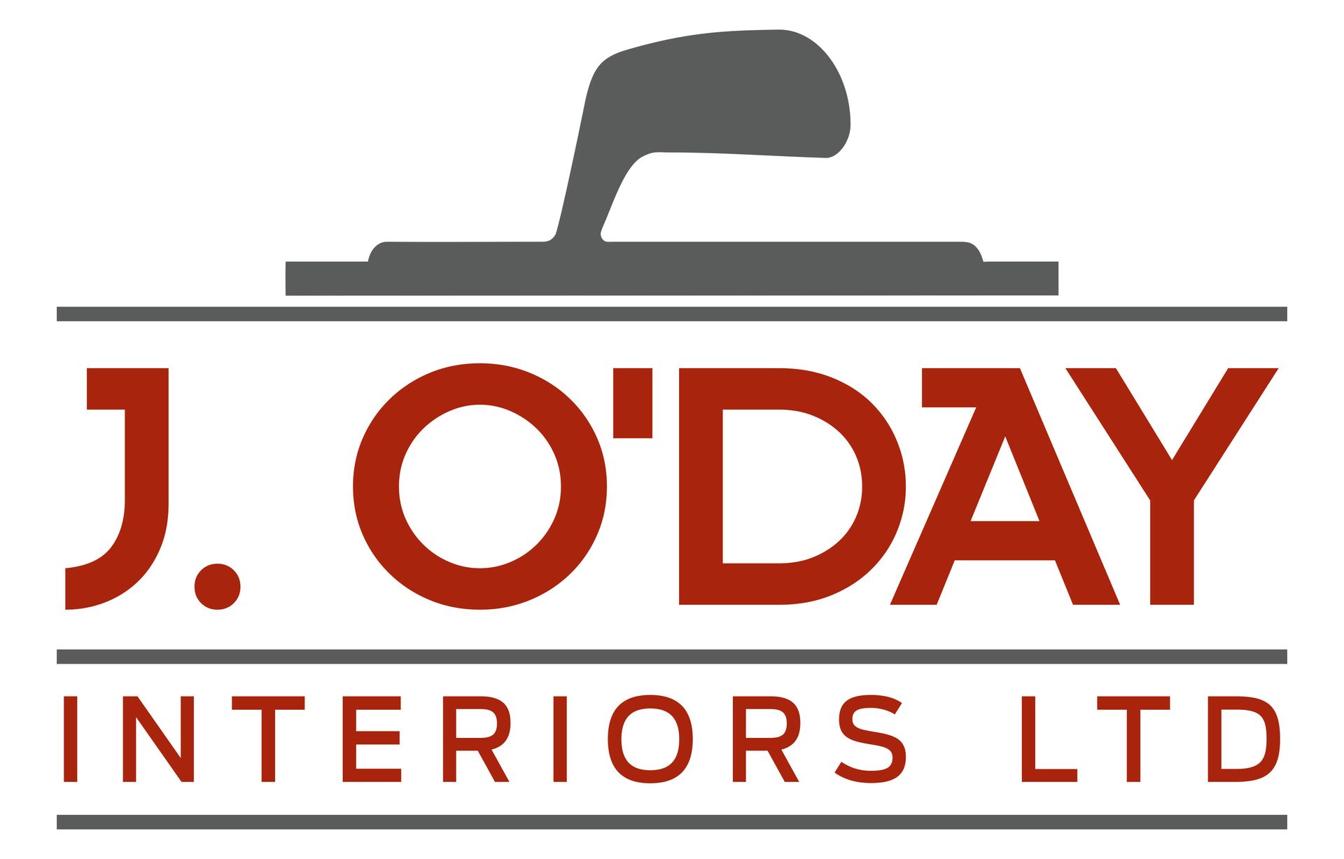 J. O'Day Interiors Ltd logo with gray icon and red text on white background