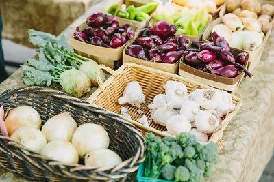 There are many different types of vegetables on the table.