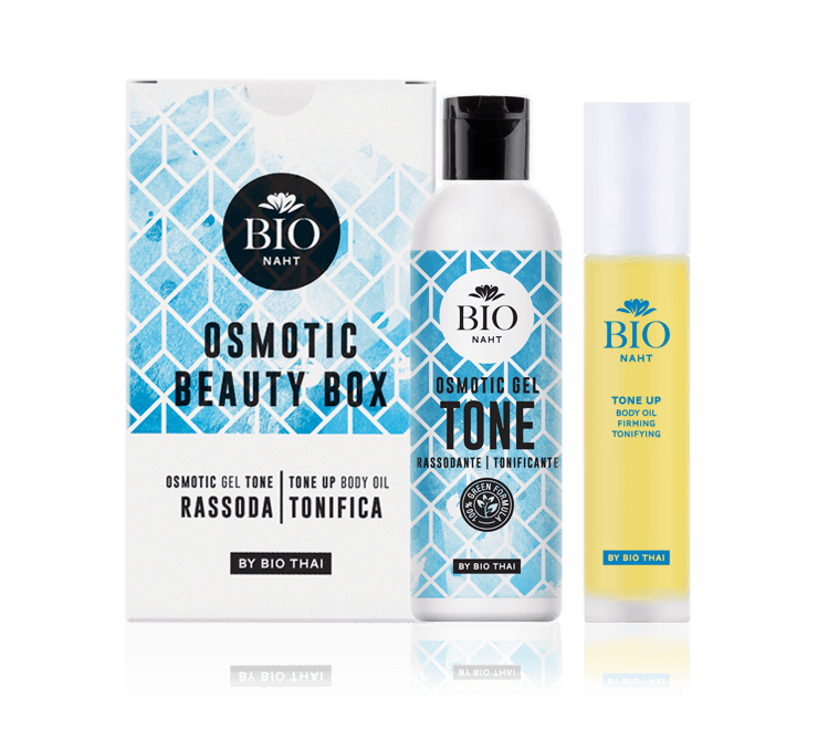 Una bottiglia di bio osmotic beauty box e una bottiglia di bio tone