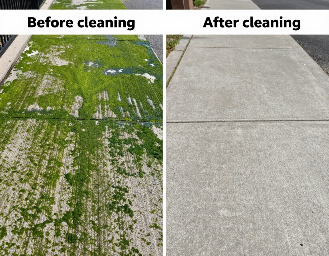 Algae-covered sidewalk cleaned in Flagler Beach, FL