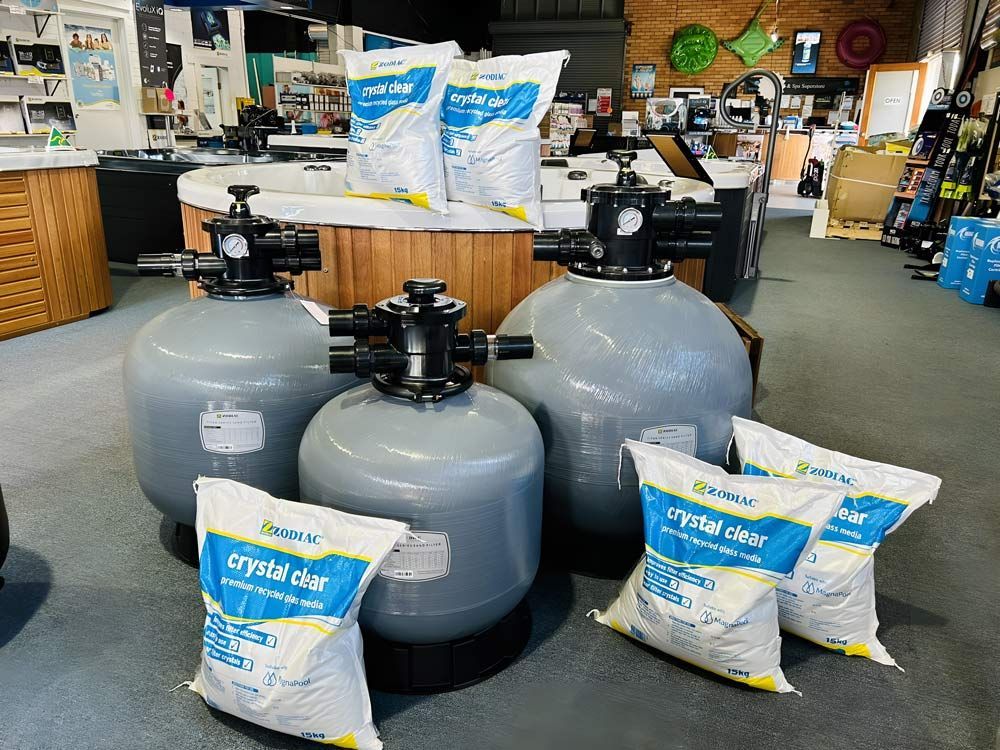 Crystal Clear Glass Media With Sand Filter — Pool Zone in Port Macquarie, NSW