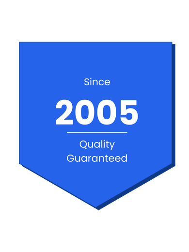 Blue badge stating